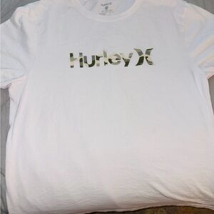 Hurley White Tee with Camouflage Logo